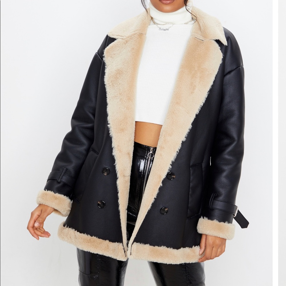 Faux fur trim vintage styled coat